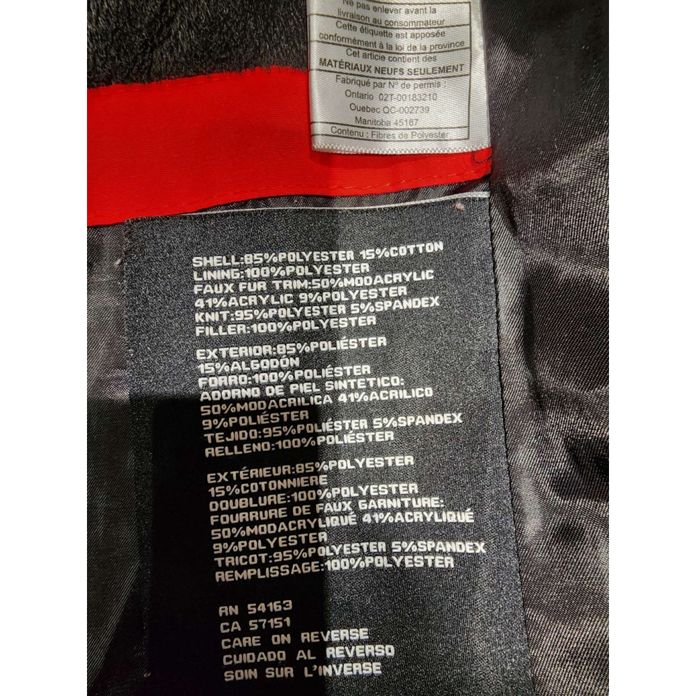GUESS Puffer Parka Jacket Faux Fur Hood Red S/CH/XS Zip Pockets Winter Used - Picture 6 of 13
